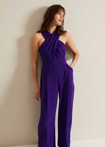 Phase Eight Giorgia Cross Neck Jumpsuit Purple Canada | SZNUJH-250